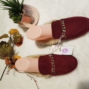 Women's Burgundy Chain Loafers